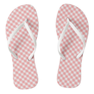 Orange Gingham Design Flip Flops