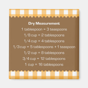 Orange gingham dry measure chart kitchen helper magnet