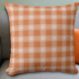 Orange Gingham Fall Autumn Throw Pillow