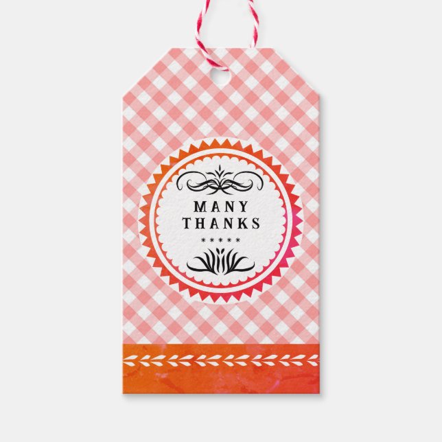 Orange Gingham Gift Tag (Front)