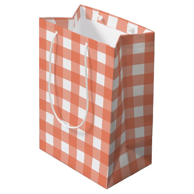 Orange gingham medium gift bag (Back Angled)
