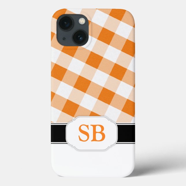 Orange Gingham Monogram Case-Mate iPad 2/3/4 Case (Back)