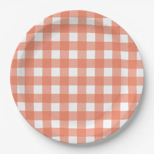 Orange gingham paper plate