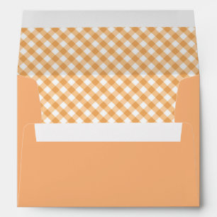 Orange Gingham Plaid Lined Envelope