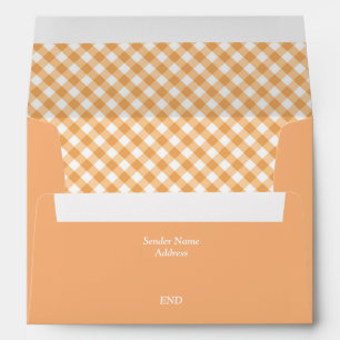 Orange Gingham Plaid Lined Envelope