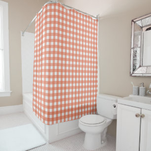 Orange gingham shower curtain
