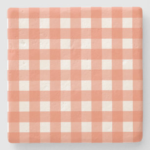 Orange gingham stone coaster