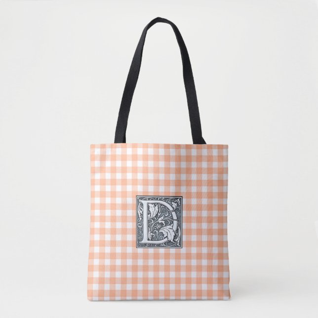 orange gingham Tote Bag (Front)