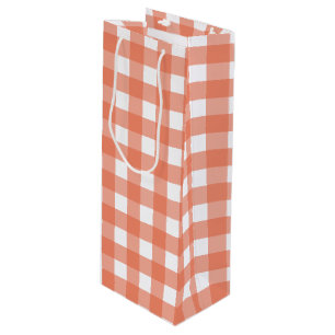 Orange gingham wine gift bag
