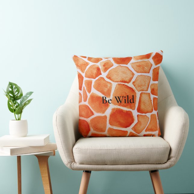 Orange Giraffe Animal Print Cushion (Chair)