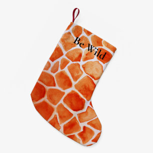 Orange Giraffe Animal Print Small Christmas Stocking