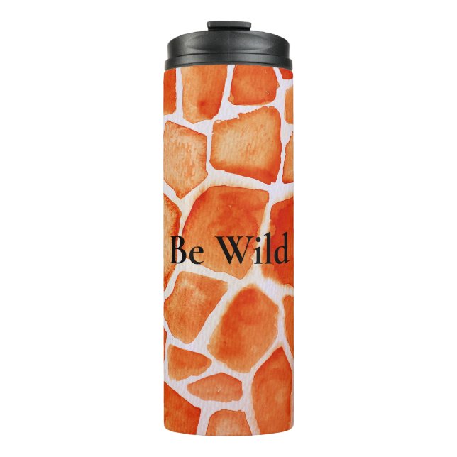 Orange Giraffe Animal Print Thermal Tumbler (Front)