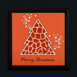 Orange giraffe Christmas Tree Gift Box<br><div class="desc">Lovely,  bright,  modern pattern with animal print christmas tree in Orange and stars. Cute,  girly,  and trendy Christmas gift. Personalise it with your own text/ message/ name.</div>