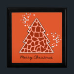 Orange giraffe Christmas Tree Gift Box<br><div class="desc">Lovely,  bright,  modern pattern with animal print christmas tree in Orange and stars. Cute,  girly,  and trendy Christmas gift. Personalise it with your own text/ message/ name.</div>