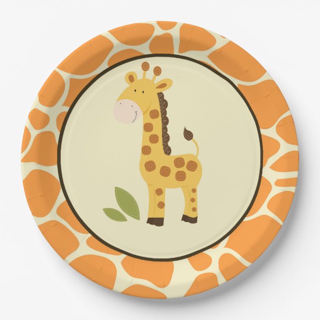 Orange Giraffe Plate / Jungle Partyware (Front)