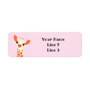 Orange Giraffe Return Address Label