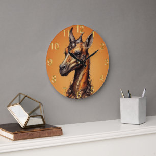 Orange Giraffe Steampunk, Wall Clock
