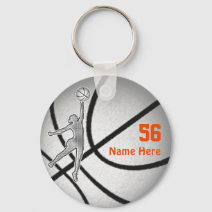 Orange Girls Personalised, Basketball Party Favour Key Ring