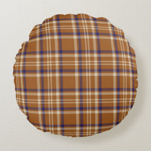 Orange Glen Plaid textured seamless patternabstrac Round Cushion