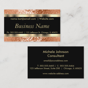 Orange Glitter and Elegant Gold Business Card
