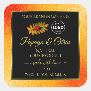Orange Glitter Black Product Labels Ladybug Logo