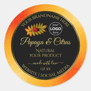Orange Glitter Black Product Labels Ladybug Logo