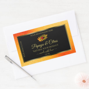 Orange Glitter Black Product Labels with Ladybug