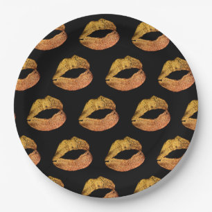 Orange Glitter Lips  Halloween party Paper Plate
