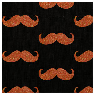 Orange Glitter Moustache #2 Fabric