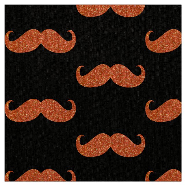 Orange Glitter Moustache #2 Fabric (Swatch)