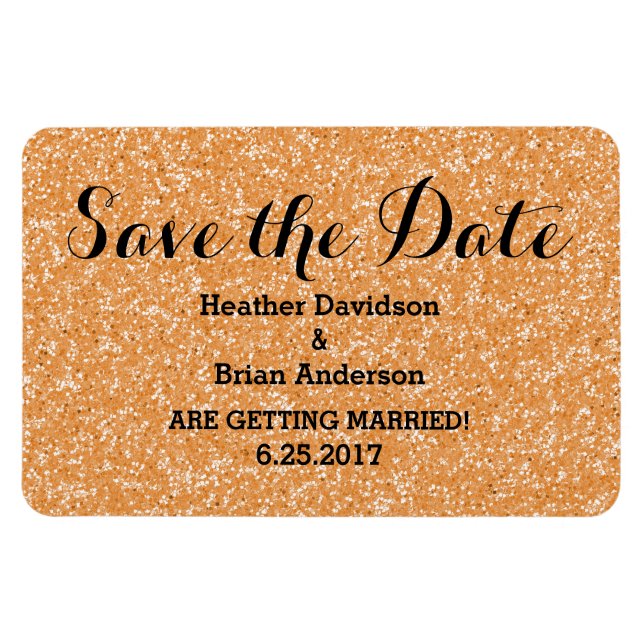 Orange Glitter Save the Date Flexi Magnet (Horizontal)