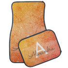 Orange Glitter Sparkle Monogram Car Mat