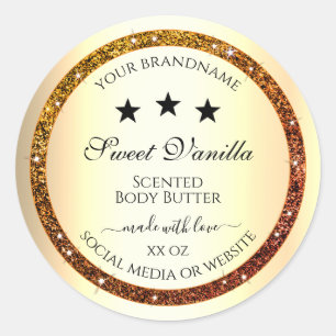 Orange Glitter Sparkle Product Labels Gold Effect
