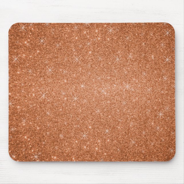 Orange glitter stars mouse pad (Front)