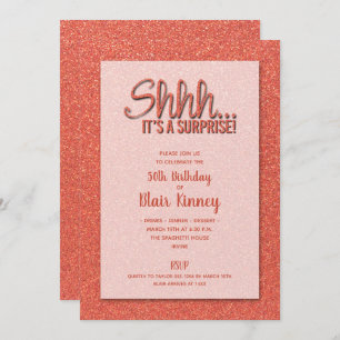 Orange Glitter SURPRISE Birthday Invitation