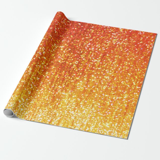 Orange Glitter Wrapping Paper (Unrolled)