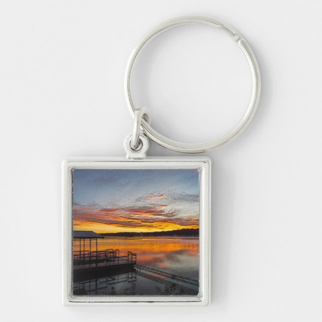 Orange Glory Morning Painterly Key Ring (Front)
