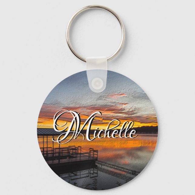 Orange Glory Morning Painterly Keychain (Front)
