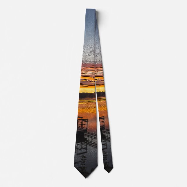 Orange Glory Morning Painterly Neck Tie (Front)