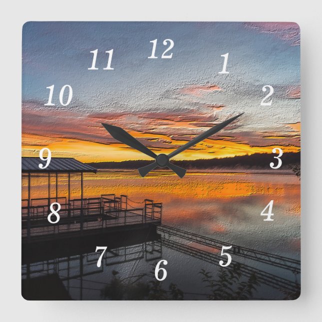 Orange Glory Morning Painterly Wall Clock (Front)