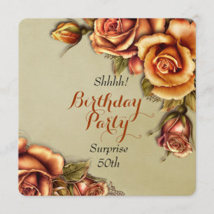 Orange Glow Rose Birthday Party Invitation
