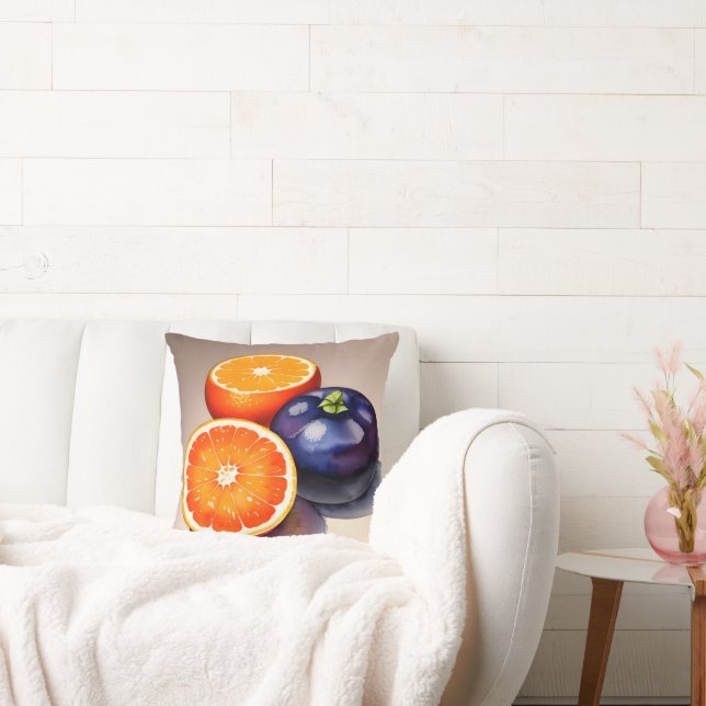 Orange Glow Watercolor Cushion (Couch)