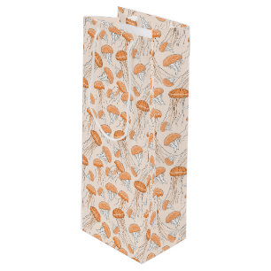 Orange glowing jelly fish pattern wine gift bag