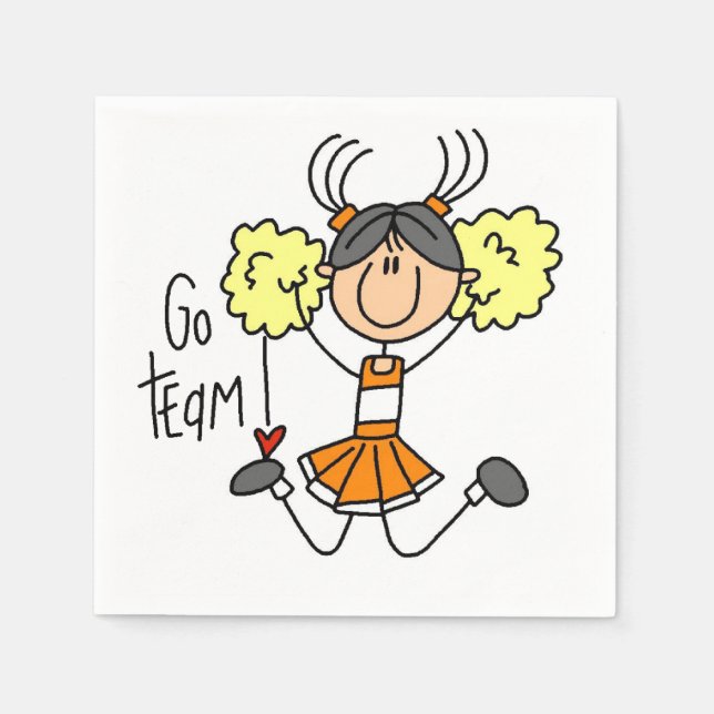 Orange Go Team Cheerleader Paper Napkins (Front)