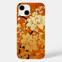 Orange Gold and Black Floral Oriental Style
