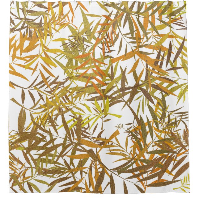 Orange Gold and Bronze Willow Leaves Shower Curtain (Front)
