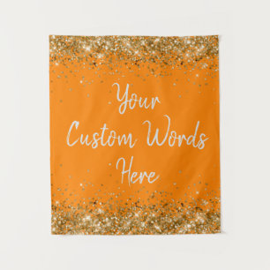 Orange Gold Backdrop Birthday Party Photo Booth Tapestry
