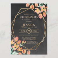 Orange Gold Black Floral Terrarium Quinceañera