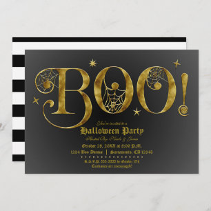Orange Gold BOO Elegant Halloween Costume Party Invitation