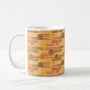 Orange, Gold, Brown Rectangles and Circles Coffee Mug